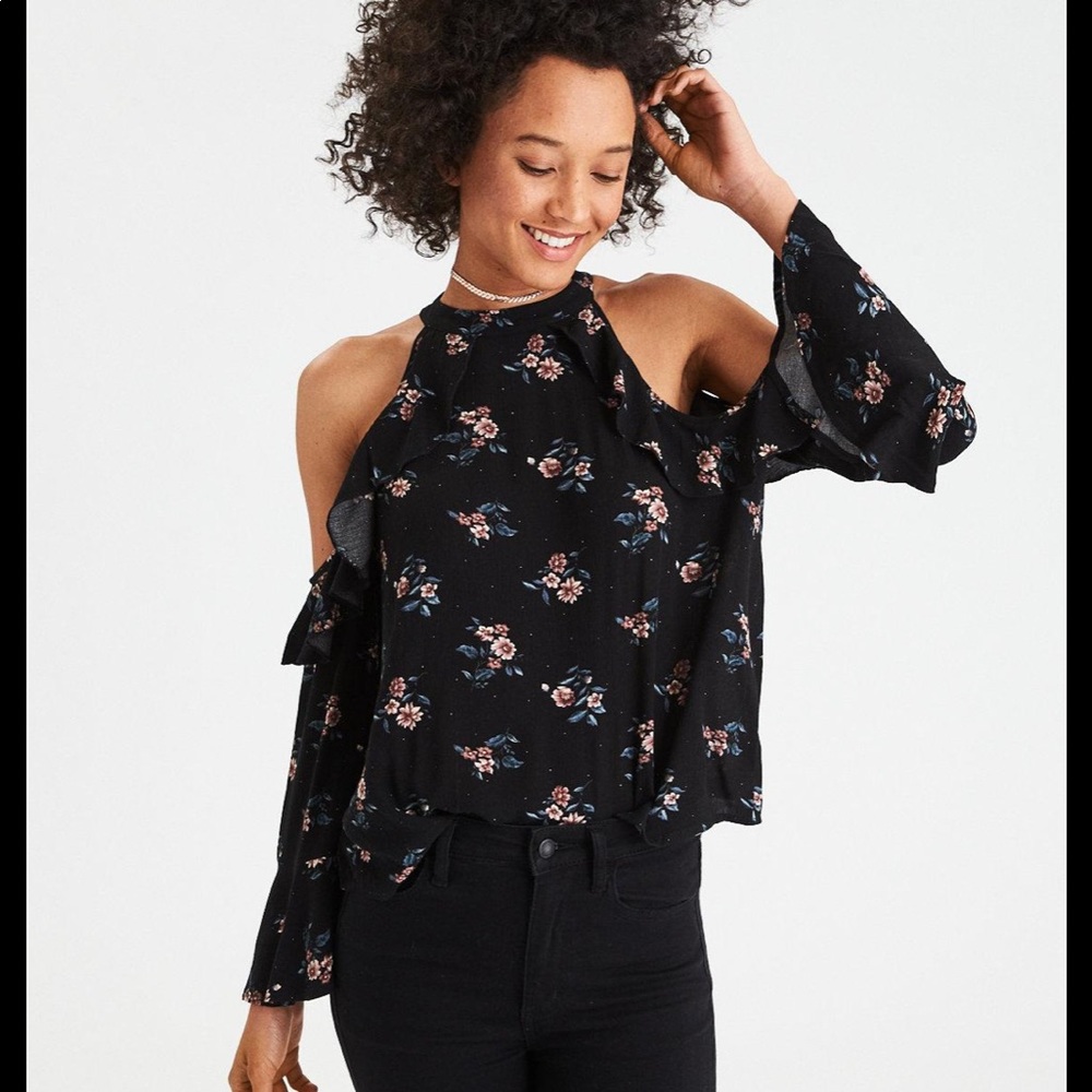 Floral cold shoulder top